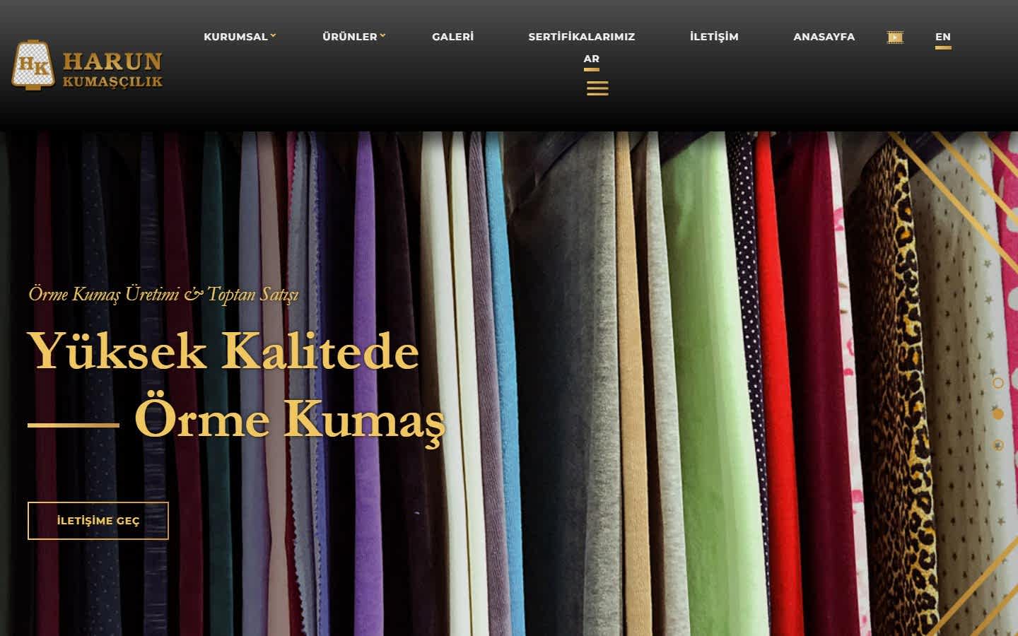 Harun Kumaşçılık web sitesi ekran görüntüsü