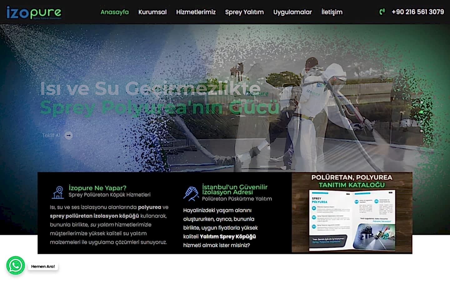 İzopure web sitesi ekran görüntüsü