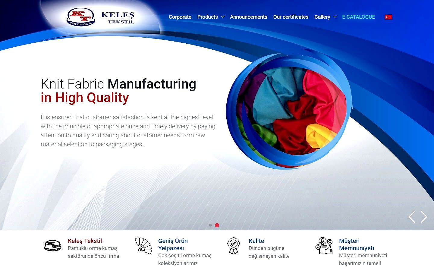 Keleş Tekstil web sitesi ekran görüntüsü