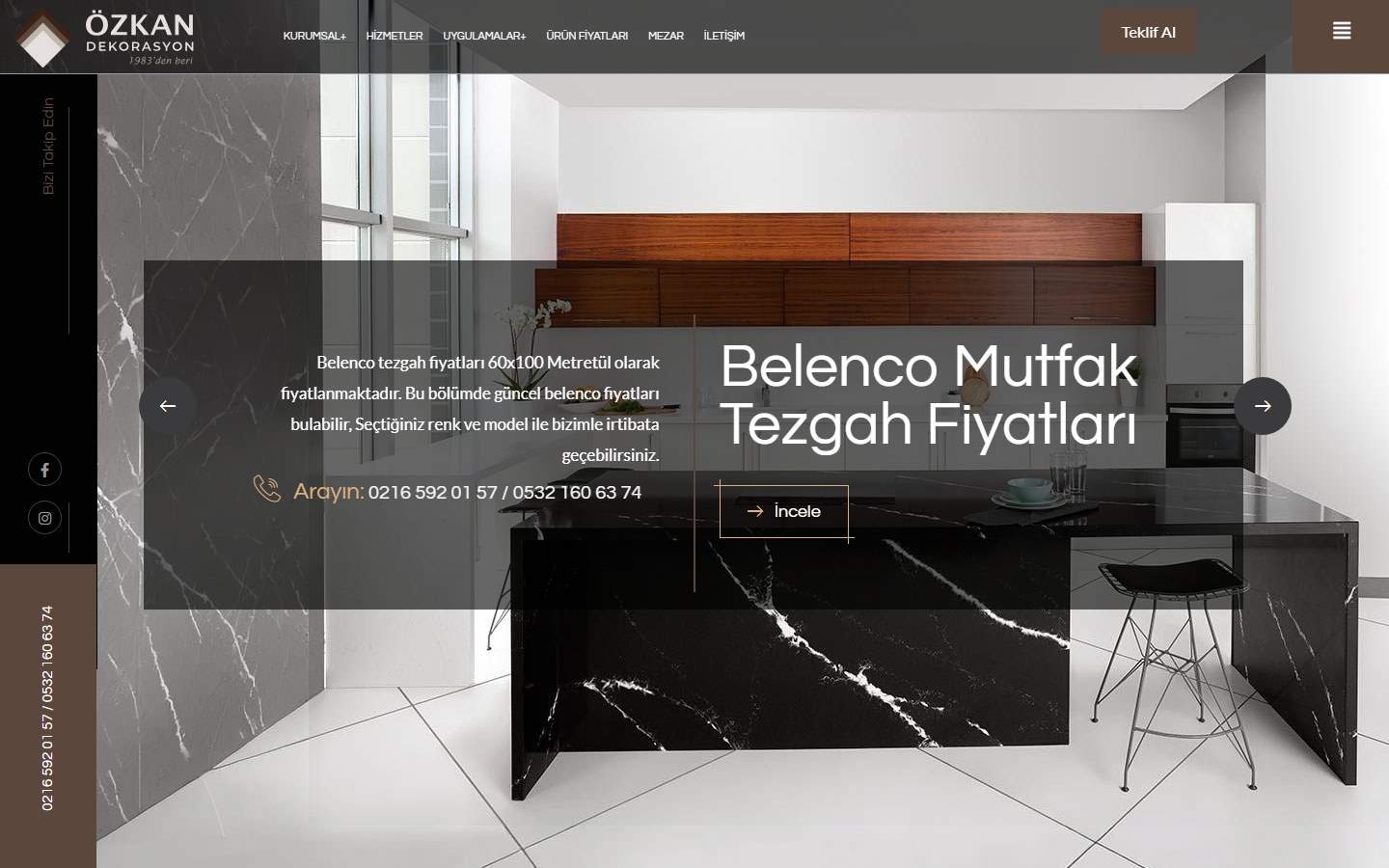 Özkan Mermer web sitesi ekran görüntüsü