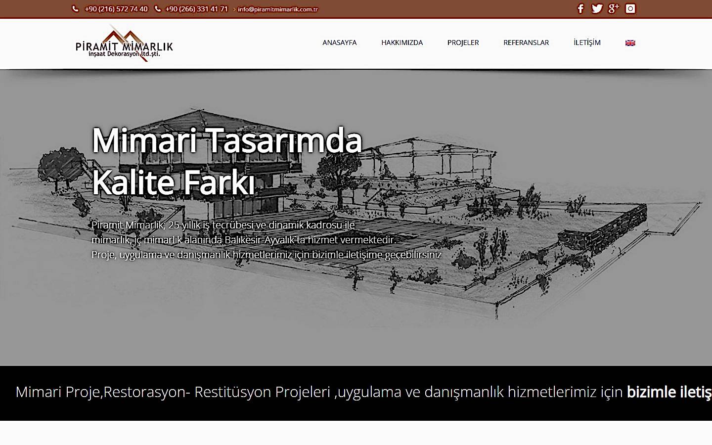 Piramit Mimarlık web sitesi ekran görüntüsü