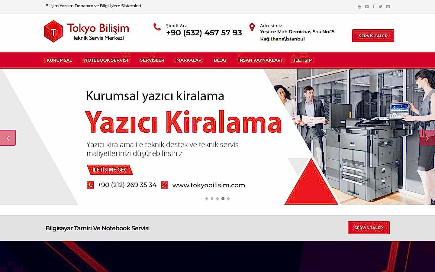 Tokyo Bilişim web sitesi ekran görüntüsü